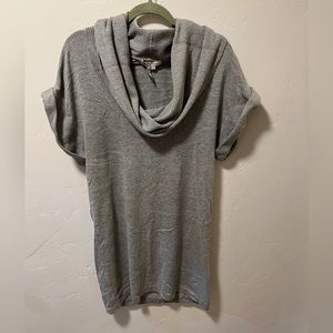 BCBGeneration Gray Cowl Neck Mini Short Sleeve Sweater Dress Size Medium